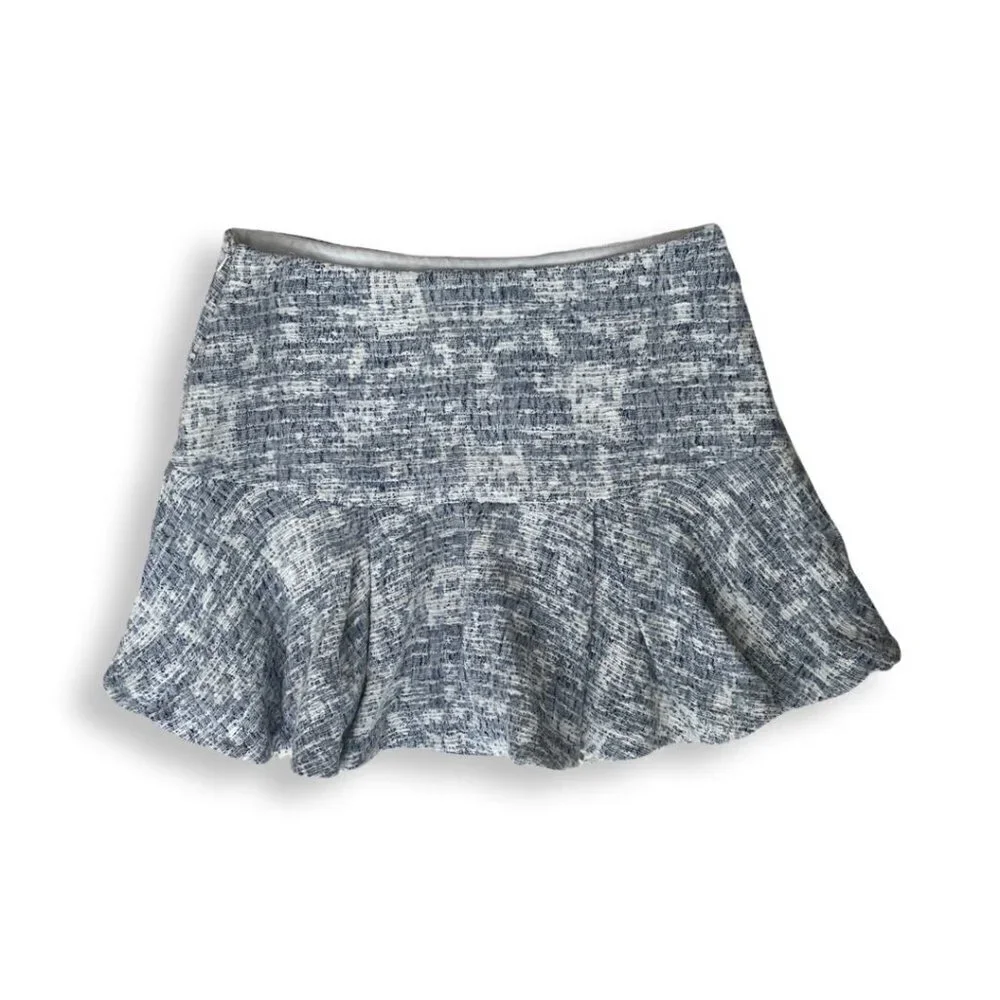 10 Crosby Derek Lam tweed ruffle white blue mini skirt size 6